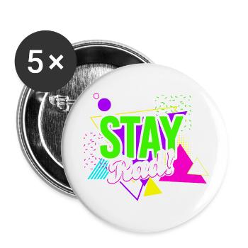 Stay Rad! Retro Vibes - Buttons klein 25 mm (5er Pack) - Weiß - Vorne