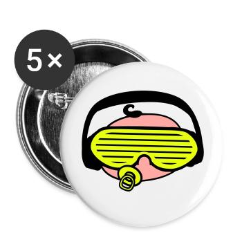 Cool DJ Sucette Bébé Mixer Musique de fête - Lot de 5 petits badges (25 mm) - blanc - Devant