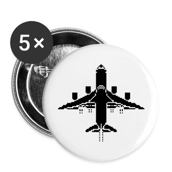 Flugzeug Pixel Art - Buttons klein 25 mm (5er Pack) - Weiß - Vorne