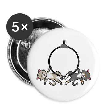 Cute Cats with Aerial Hoop - Buttons small 1''/25 mm (5-pack) - white - Front