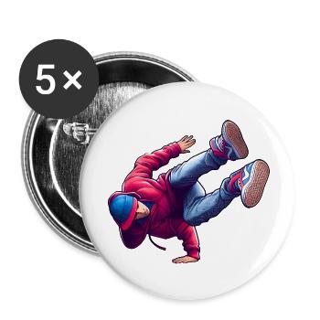 Breakdance Dance Steps - Buttons small 1''/25 mm (5-pack) - white - Front