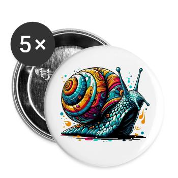 Schnecke - Buttons klein 25 mm (5er Pack) - Weiß - Vorne