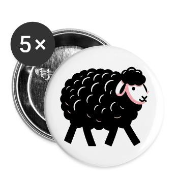 Mouton noir - Lot de 5 petits badges (25 mm) - blanc - Devant