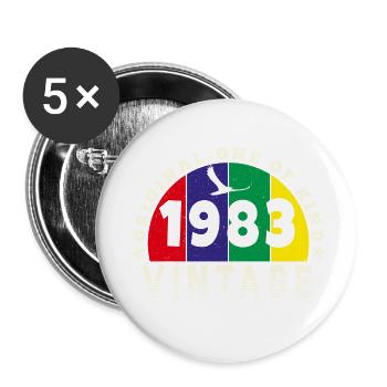 Jahrgang 1983 Retro - Bursdag - Buttons klein 25 mm (5er Pack) - Weiß - Vorne