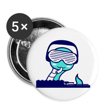 Coole DJ Schlange Mischpult Party Club Musik Spaß - Buttons klein 25 mm (5er Pack) - Weiß - Vorne