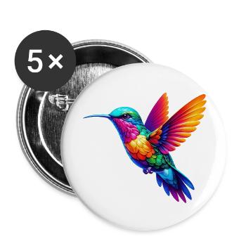 Kolibri - Buttons klein 25 mm (5er Pack) - Weiß - Vorne