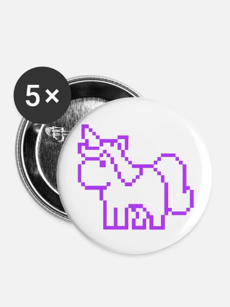 pixel einhorn - Buttons klein 25 mm (5er Pack) - Weiß