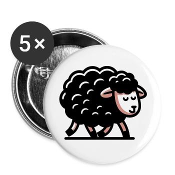 Mouton noir - Lot de 5 petits badges (25 mm) - blanc - Devant
