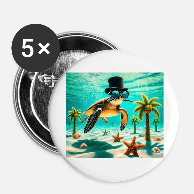Schildkröte - Buttons klein 25 mm (5er Pack) - Weiß