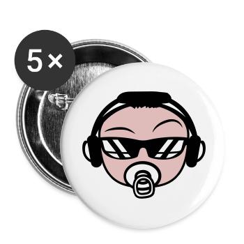 Cool DJ Bébé Mignon Enfant Visage Tête de Fête - Lot de 5 petits badges (25 mm) - blanc - Devant