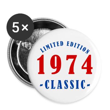 1974 Geburtstag - Buttons klein 25 mm (5er Pack) - Weiß - Vorne