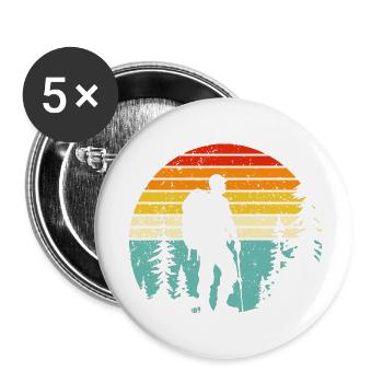 Hiker silhouette at retro bedtime - Buttons small 1''/25 mm (5-pack) - white - Front