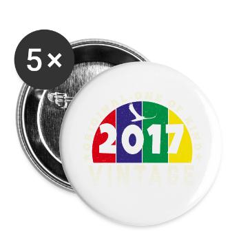 Vintage 2017 Retro - Bursdag - Buttons small 1''/25 mm (5-pack) - white - Front