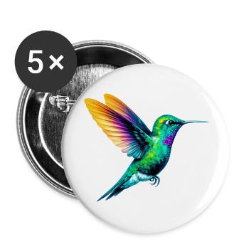 Colibri - Lot de 5 petits badges (25 mm) - blanc - Devant