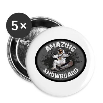 AMAZING SNOWBOARD - Buttons small 1''/25 mm (5-pack) - white - Front