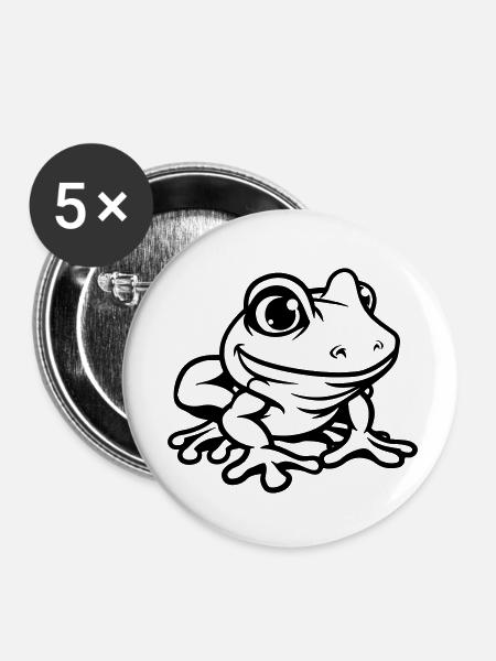 frosch comic - Buttons klein 25 mm (5er Pack) - Weiß