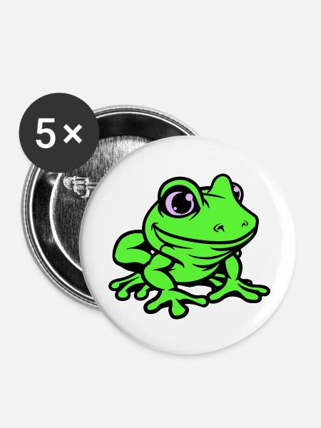 frosch comic - Buttons klein 25 mm (5er Pack) - Weiß