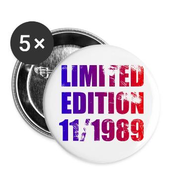 35. Geburtstag Limited Edition 11/1989 - Buttons klein 25 mm (5er Pack) - Weiß - Vorne
