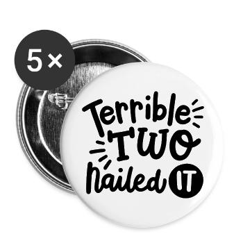 2 Jahre alte Kleinkinder - Buttons klein 25 mm (5er Pack) - Weiß - Vorne
