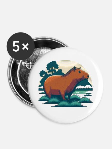 Wasserschwein - Buttons klein 25 mm (5er Pack) - Weiß