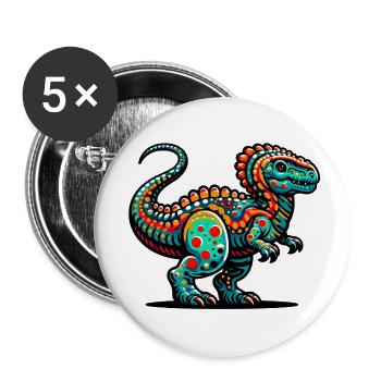 Dinosaure - Lot de 5 petits badges (25 mm) - blanc - Devant
