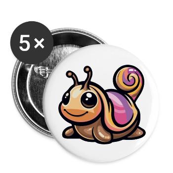 schnecke comic - Buttons klein 25 mm (5er Pack) - Weiß - Vorne