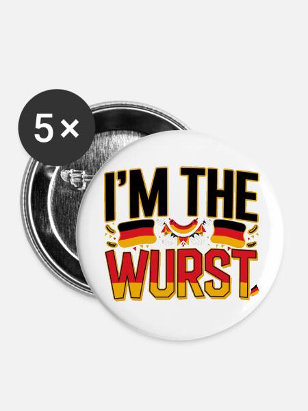 I'm The Wurst 4 - Buttons klein 25 mm (5er Pack) - Weiß