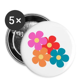 Les 4 fleurs - Lot de 5 petits badges (25 mm) - blanc - Devant