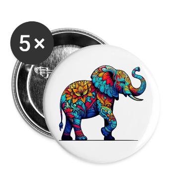 Elephant - Buttons small 1''/25 mm (5-pack) - white - Front