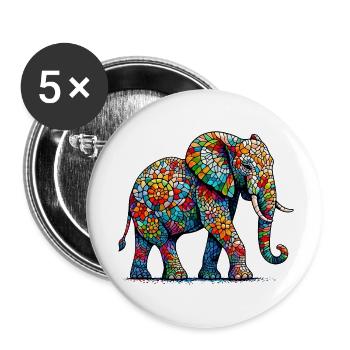 Elephant - Buttons small 1''/25 mm (5-pack) - white - Front