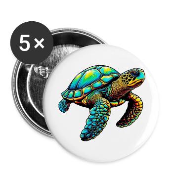 Turtle - Buttons small 1''/25 mm (5-pack) - white - Front
