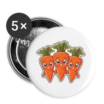 Karla, Kalle et Kim – Les amis de la carotte - Lot de 5 petits badges (25 mm) - blanc - Devant