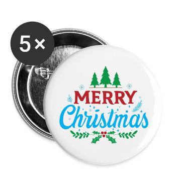 Frohe Weihnachten - Buttons klein 25 mm (5er Pack) - Weiß - Vorne