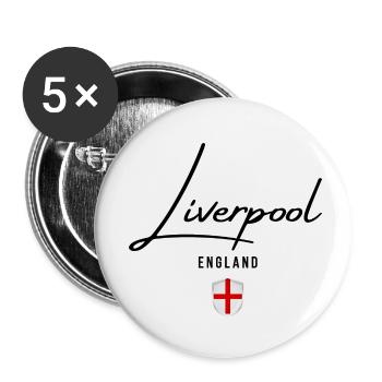 J’adore Liverpool, Liverpool Angleterre - Lot de 5 petits badges (25 mm) - blanc - Devant