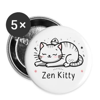 Zen kitty - Buttons small 1''/25 mm (5-pack) - white - Front