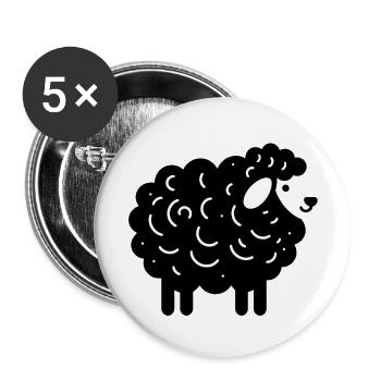 Mouton noir - Lot de 5 petits badges (25 mm) - blanc - Devant