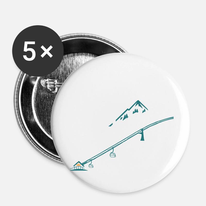 Villard-de-Lans - Alpes - Lot de 5 petits badges (25 mm) - blanc
