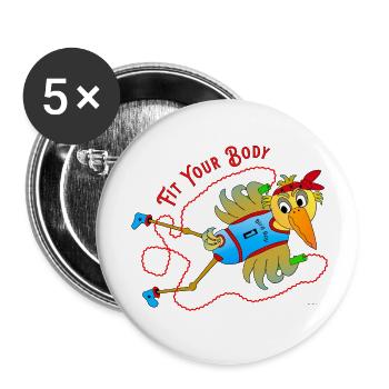 Schräger Vogel Seilspringen Fitness mit Humor - Buttons klein 25 mm (5er Pack) - Weiß - Vorne