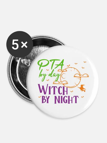 PTA Halloween | Witch by night - Buttons klein 25 mm (5er Pack) - Weiß