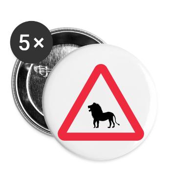 Caution Lion Warning - Buttons small 1''/25 mm (5-pack) - white - Front