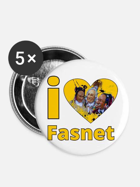 i love Fasnet 2 - Buttons klein 25 mm (5er Pack) - Weiß