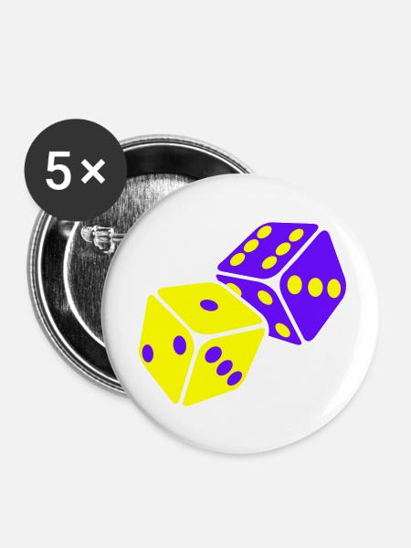 Würfel - Buttons klein 25 mm (5er Pack) - Weiß