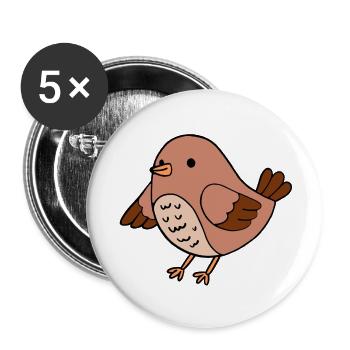 Oiseau - Lot de 5 petits badges (25 mm) - blanc - Devant
