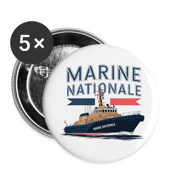 Marine Nationale - Lot de 5 petits badges (25 mm) - blanc - Devant