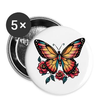 Butterfly - Buttons small 1''/25 mm (5-pack) - white - Front