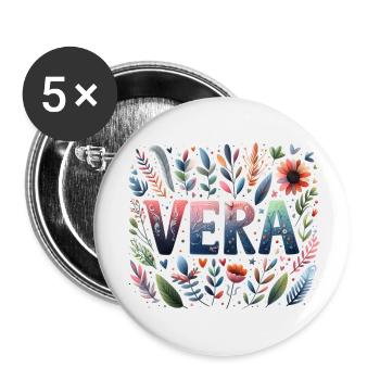 Vera Nom Prénom Aquarelle - Lot de 5 petits badges (25 mm) - blanc - Devant