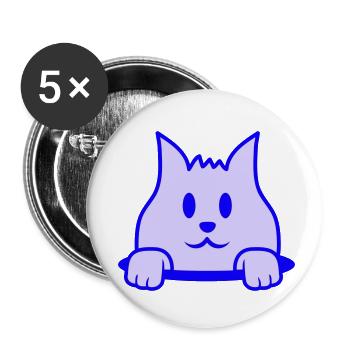 Cat Looks Cute Out Of Floor Hole Happy Smiling - Buttons small 1''/25 mm (5-pack) - white - Front
