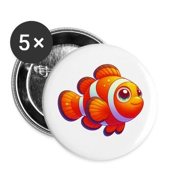 Clownfisch - Buttons klein 25 mm (5er Pack) - Weiß - Vorne