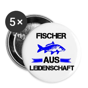 Fishermen with passion - Buttons small 1''/25 mm (5-pack) - white - Front
