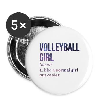 volley-ball - Lot de 5 petits badges (25 mm) - blanc - Devant